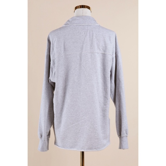 Sz XXS Aerie Take It Easy Popover Polo Sweatshirt In Medium Heather Gray GUC - Picture 4 of 6